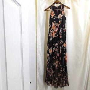 White House Black Market Sleeveless Floral Chiffon Dress - Sz 0